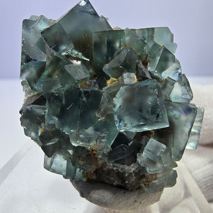 Rare spécimen de cube de fluorite fantôme, vert-brun, Okorusu, Namibie, 46 x 37 x 21 mm 