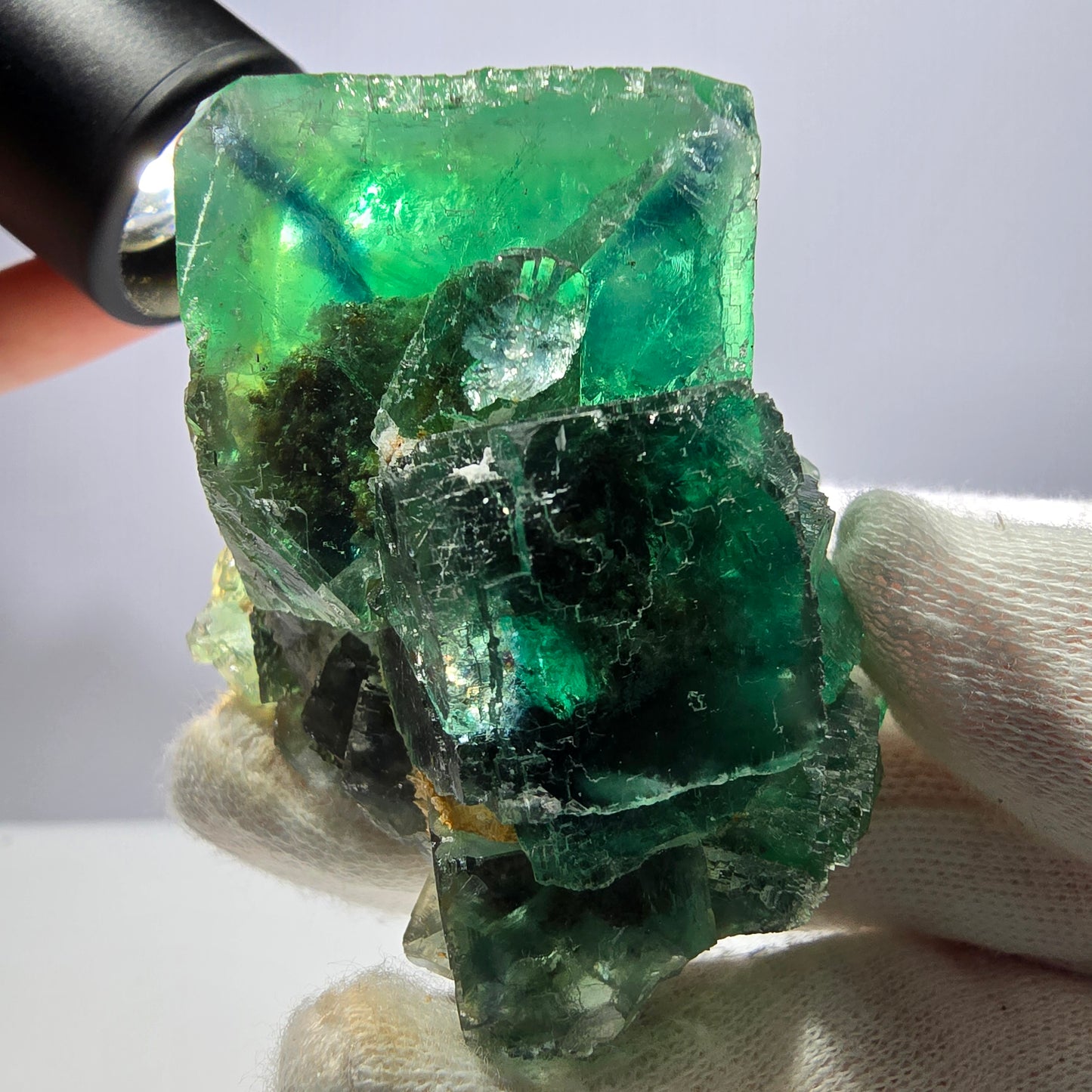 Seltene Phantom Fluorit Würfel Stufe parkettiert grün Okorusu Namibia 67*50*44mm