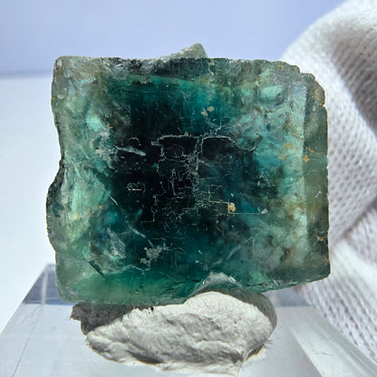 Seltene Phantom Fluorit Würfel Stufe zonal grün lila Okorusu, Namibia 28*28*17mm