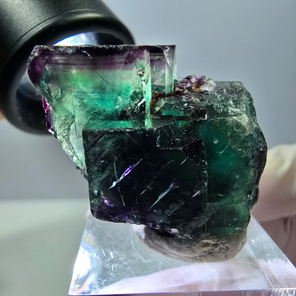 Seltene Fluorit Würfel Stufe, grün lila Okorusu, Namibia 29*28*27mm