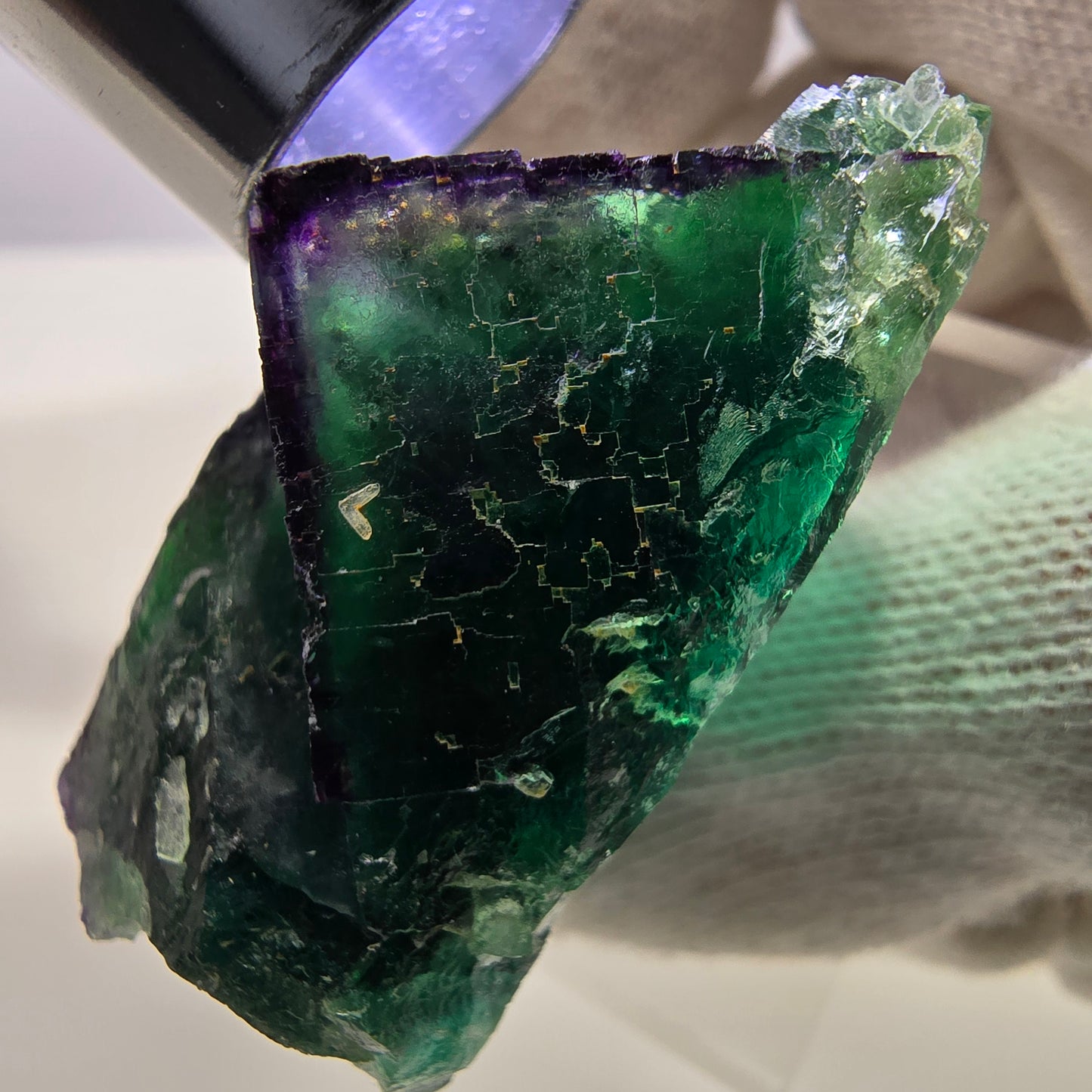 Spécimen de cube de fluorite fantôme parqueté zonal Okorusu, Namibie 53*43*21mm 