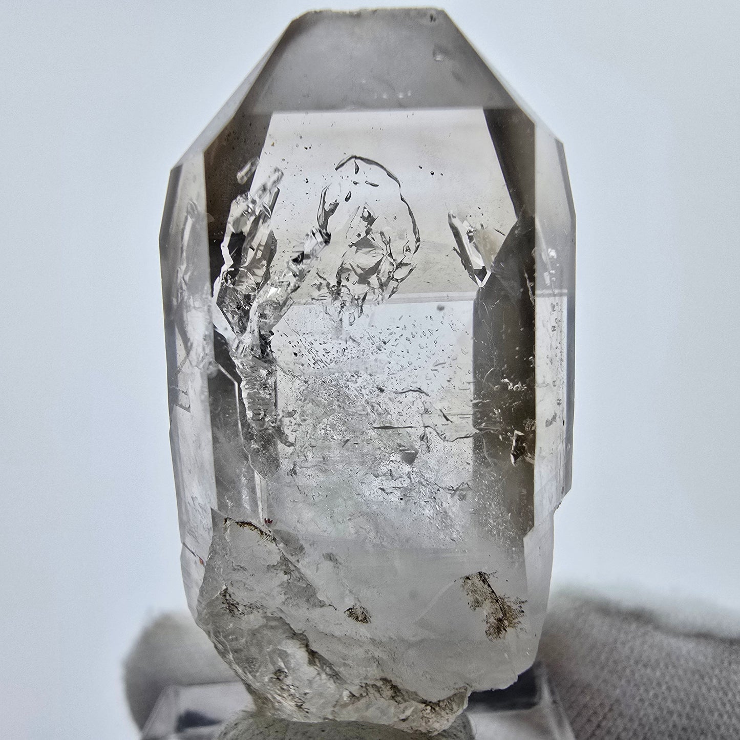 Enhydro Phantom Rauchquarz Zepter Spitze 2x Blase Goboboseb, Namibia 43*21*15mm