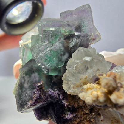 Rare cube de fluorite fantôme, spécimen de quartz vert violet Okorusu Namibie 42*41*24mm 