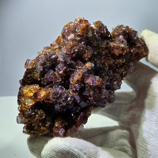 Grand spécimen de cube de fluorite fantôme, vert, jaune, violet, Okorusu, Namibie, 110 x 66 x 50 mm