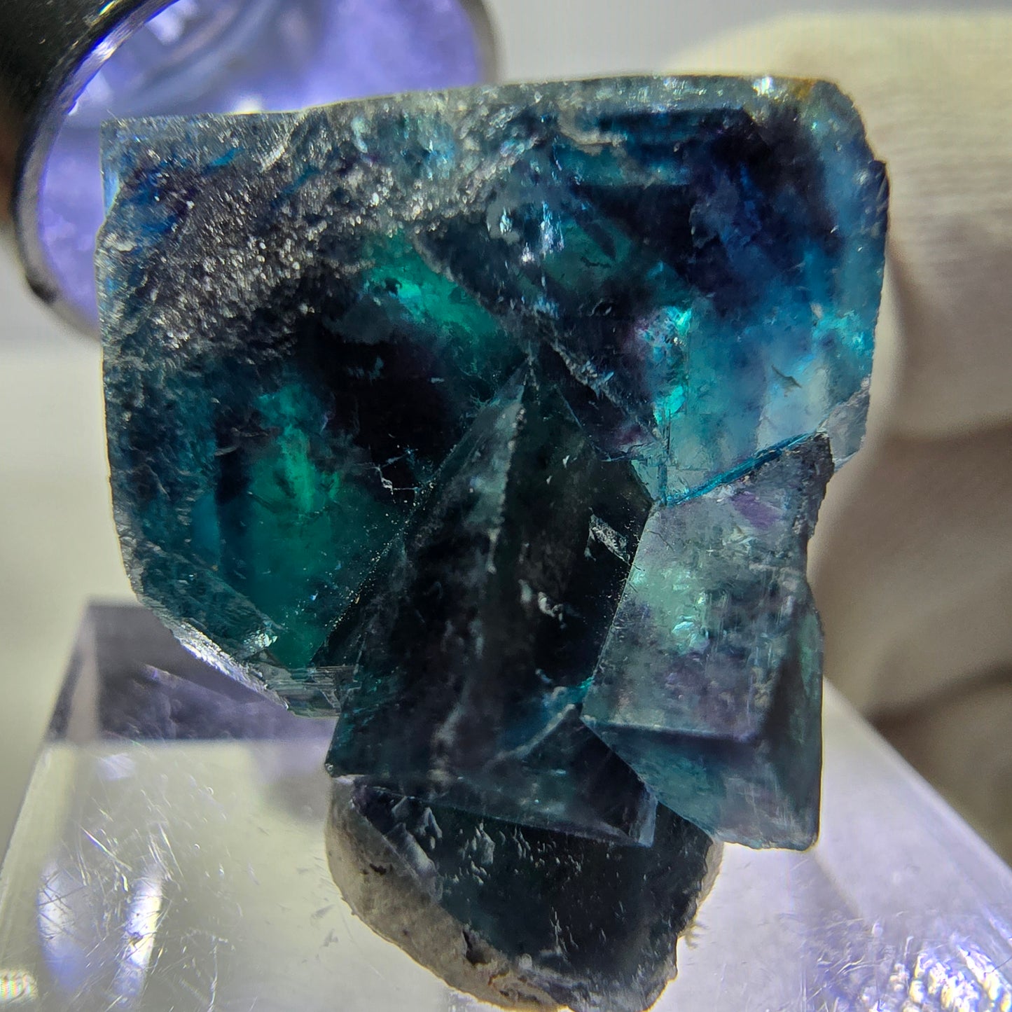 Spécimen de cube de fluorite fantôme, zonal – Nouvelle découverte ! Okorusu, Namibie, 27 x 22 x 15 mm 