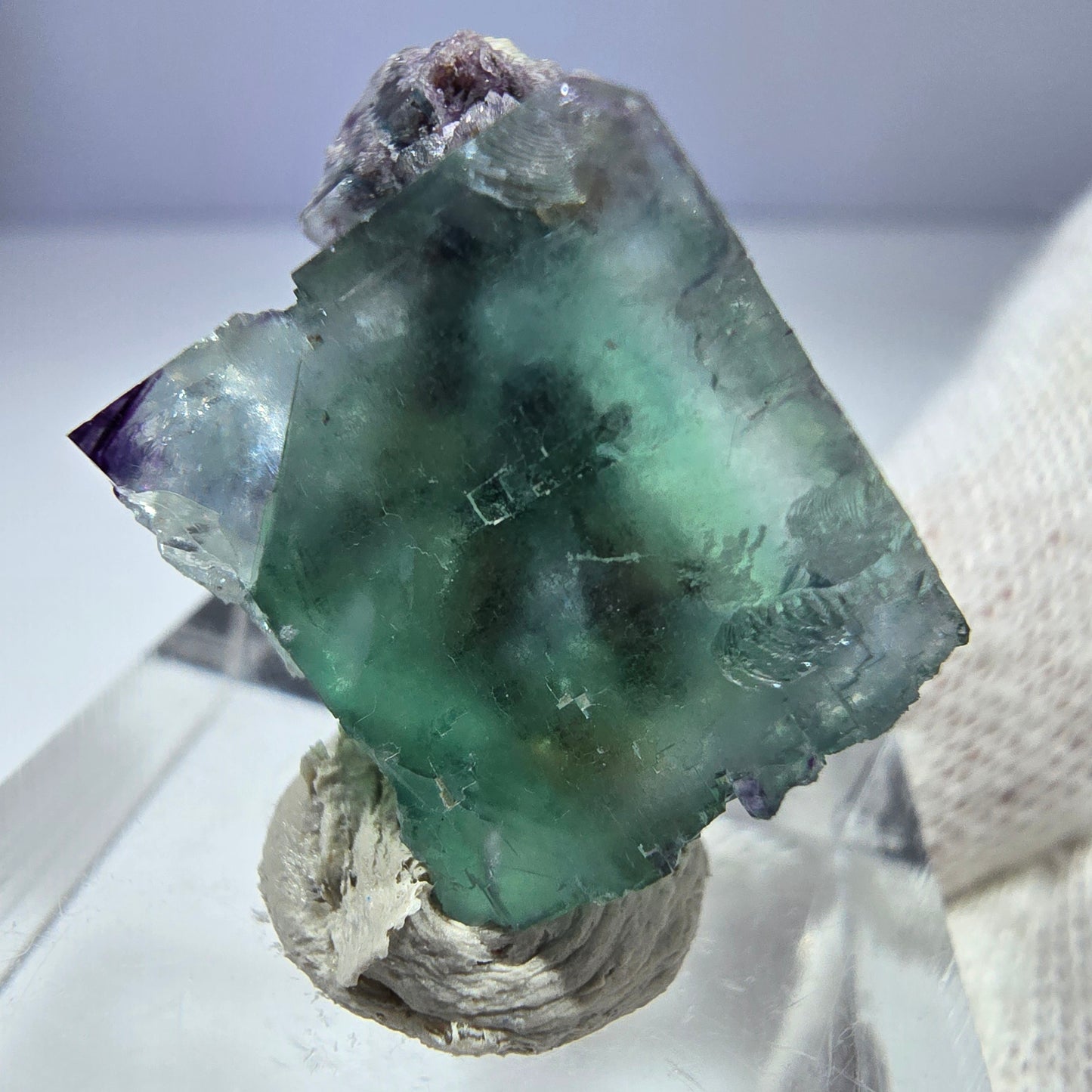 Seltener Phantom Fluorit Würfel, zonal, parkettiert Okorusu, Namibia 24*21*14mm