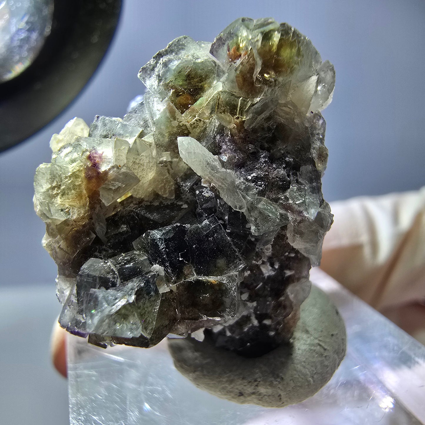 Phantom Fluorit Würfel, Quarz Stufe, grün braun Okorusu, Namibia 24*23*20mm