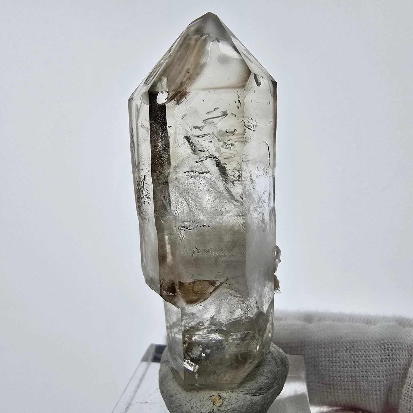 Enhydro Phantom Smoky Quartz Sceptre Tip 1x Bubble Goboboseb, Namibie 57*21*18mm 
