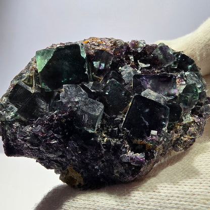 Phantom Fluorite Cube Specimen, double-sided green purple Okorusu Namibia 76*55*41mm 