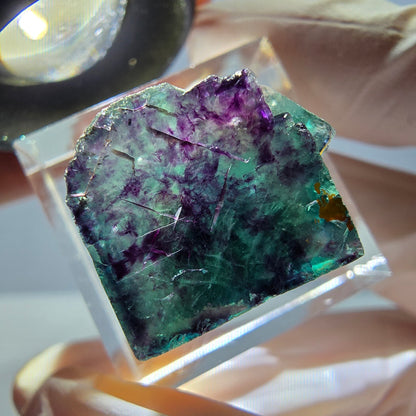 Phantom Fluorit Würfel Stufe, parkettiert grün lila Okorusu, Namibia 20*16*15mm