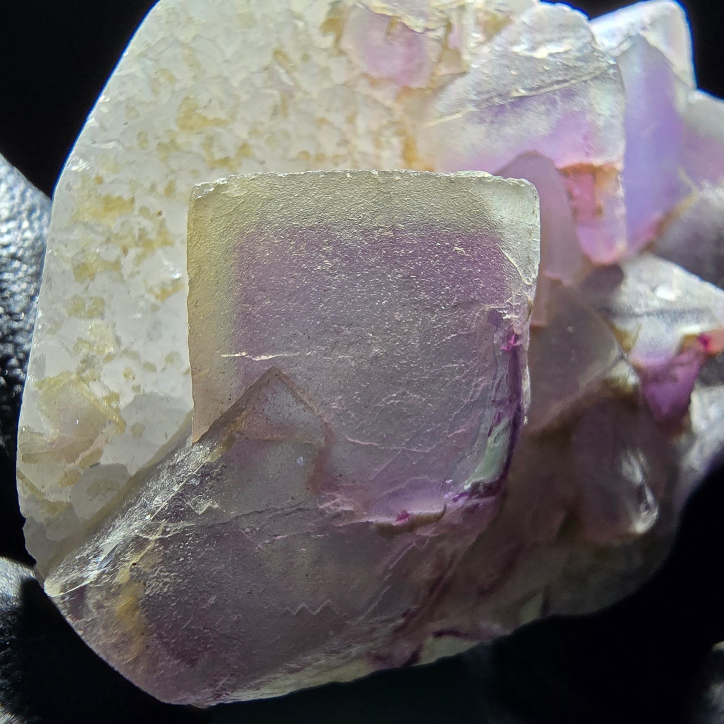 Phantom Fluorite Cube on Quartz Cluster purple green Omehane, Namibia 65*55*19mm