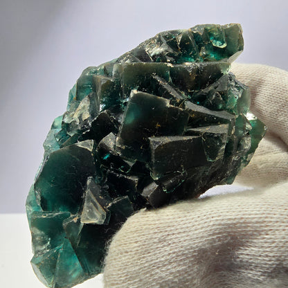 Rare spécimen de cube de fluorite fantôme, parqueté vert Okorusu, Namibie, 92 x 61 x 38 mm 