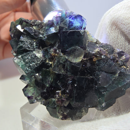 Clear Phantom Fluorite Cube Specimen zonal green purple Okorusu, Namibia 60*39*24mm 