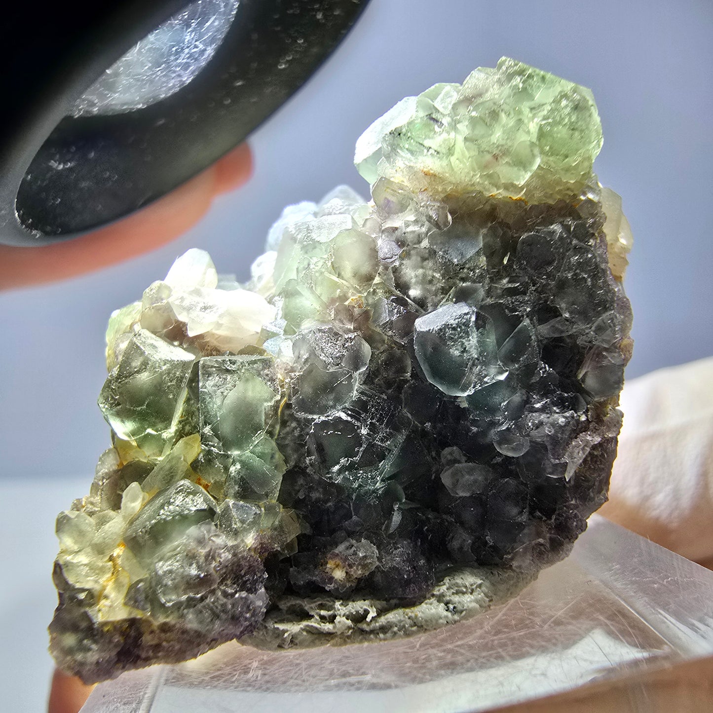 Phantom Fluorit Würfel, Quarz Stufe, grün Okorusu, Namibia 31*25*20mm