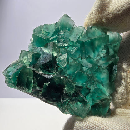 Cube de fluorite fantôme parqueté vert violet Okorusu Namibie 60*54*15mm 