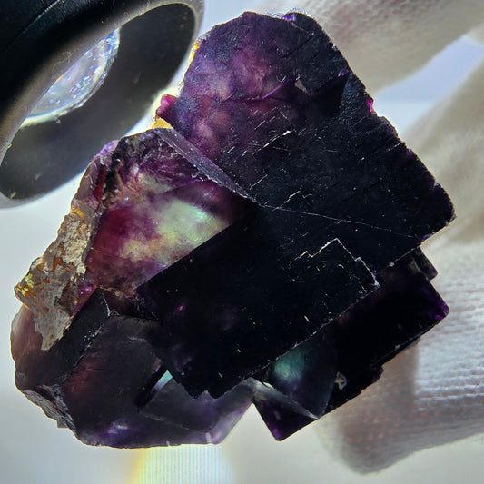 Rare spécimen de cube de fluorite fantôme, vert-violet zonal, Okorusu, Namibie, 39 x 39 x 26 mm
