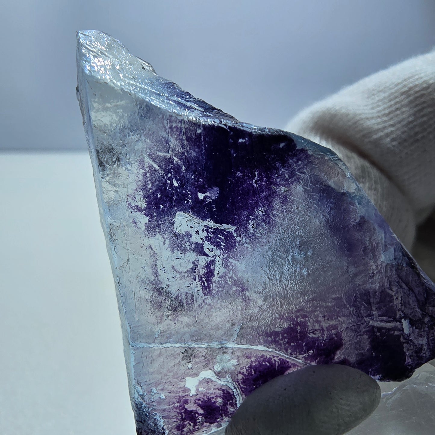 Rare spécimen de cube de fluorite fantôme, vert zonal et violet, Erongo, Namibie, 50 x 36 x 11 mm 
