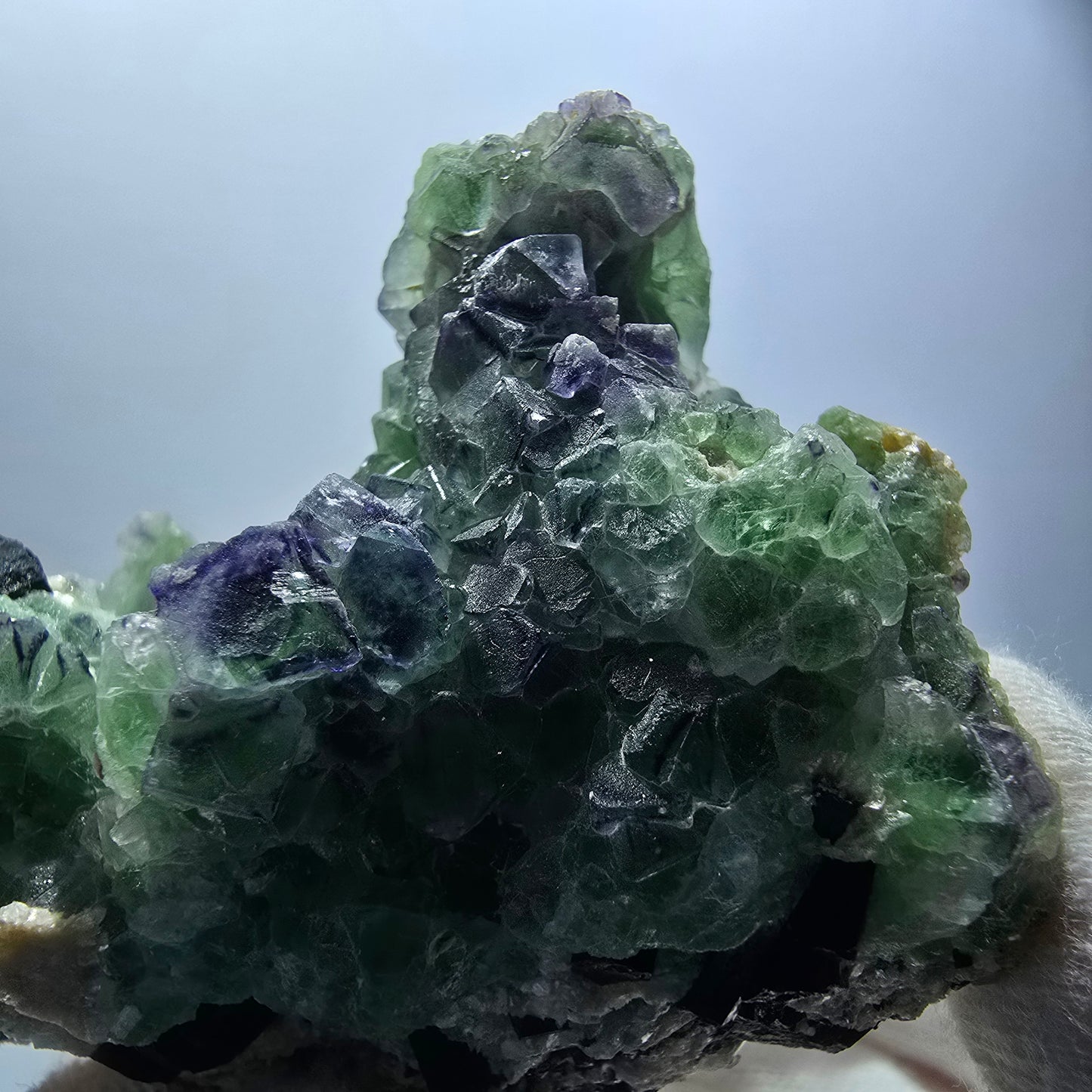 Cube de fluorite fantôme zonal, spécimen de muscovite, Erongo, Namibie, 63 x 50 x 43 mm 