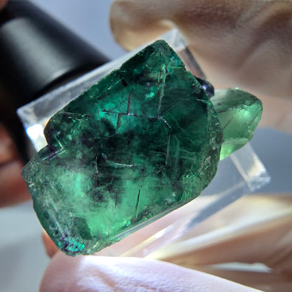 Spécimen de cube de fluorite fantôme, parqueté vert violet Okorusu, Namibie 29*18*14 mm 