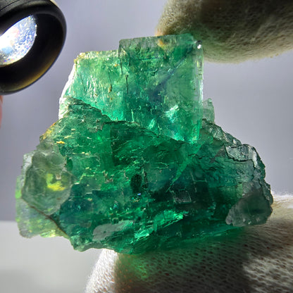 Seltene Phantom Fluorit Würfel Stufe parkettiert grün Okorusu Namibia 47*41*30mm