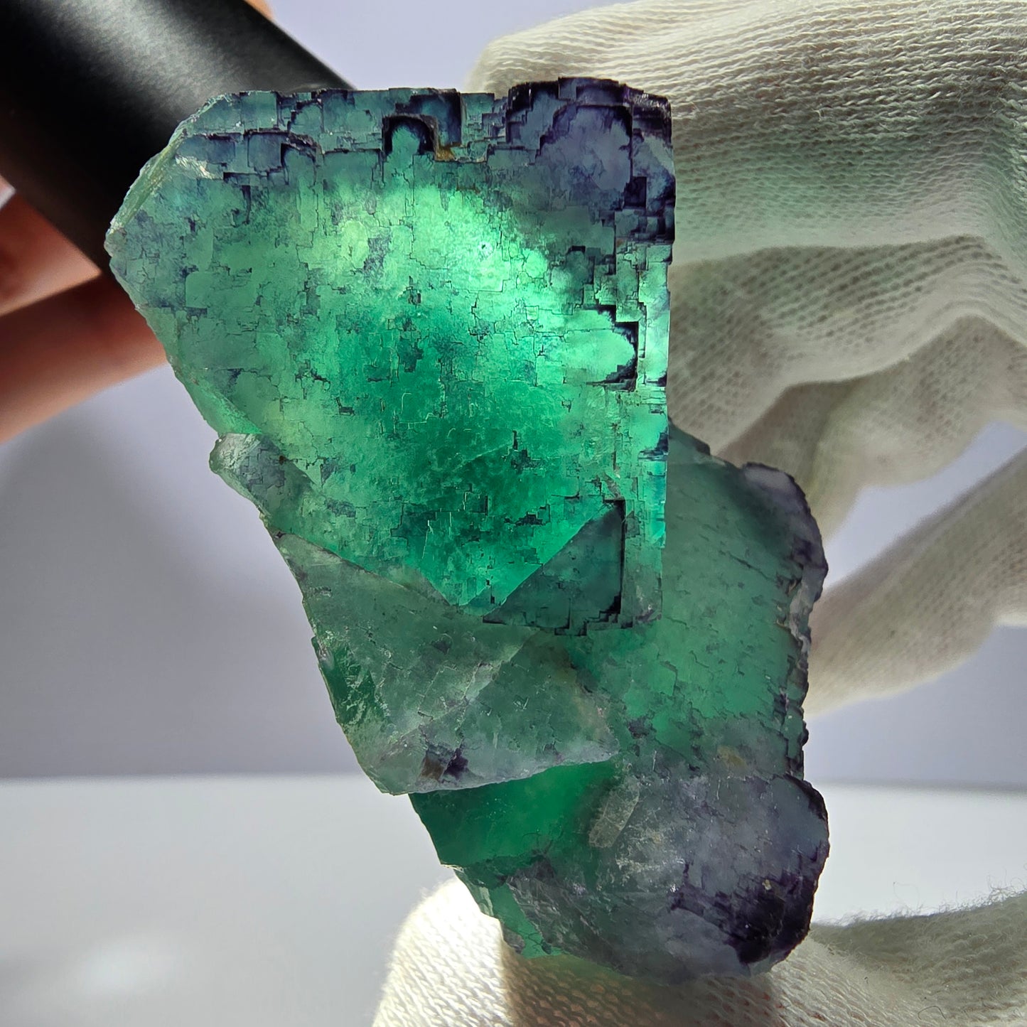 Spécimen de cube de fluorite fantôme, parqueté zonal Okorusu Namibie 65*65*30mm 