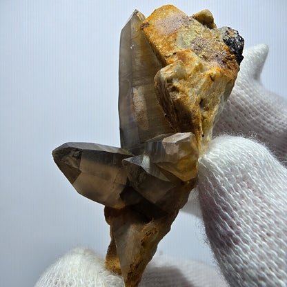 Tourmaline Schörl, quartz fumé, hyalite, stade orthose Erongo, Namibie 48*35*27mm 