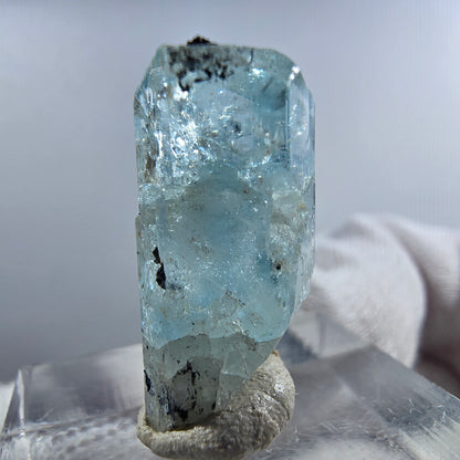 Aigue-marine Setlene, spécimen de tourmaline Schorl, Erongo, Namibie, 23 x 11 x 9 mm 