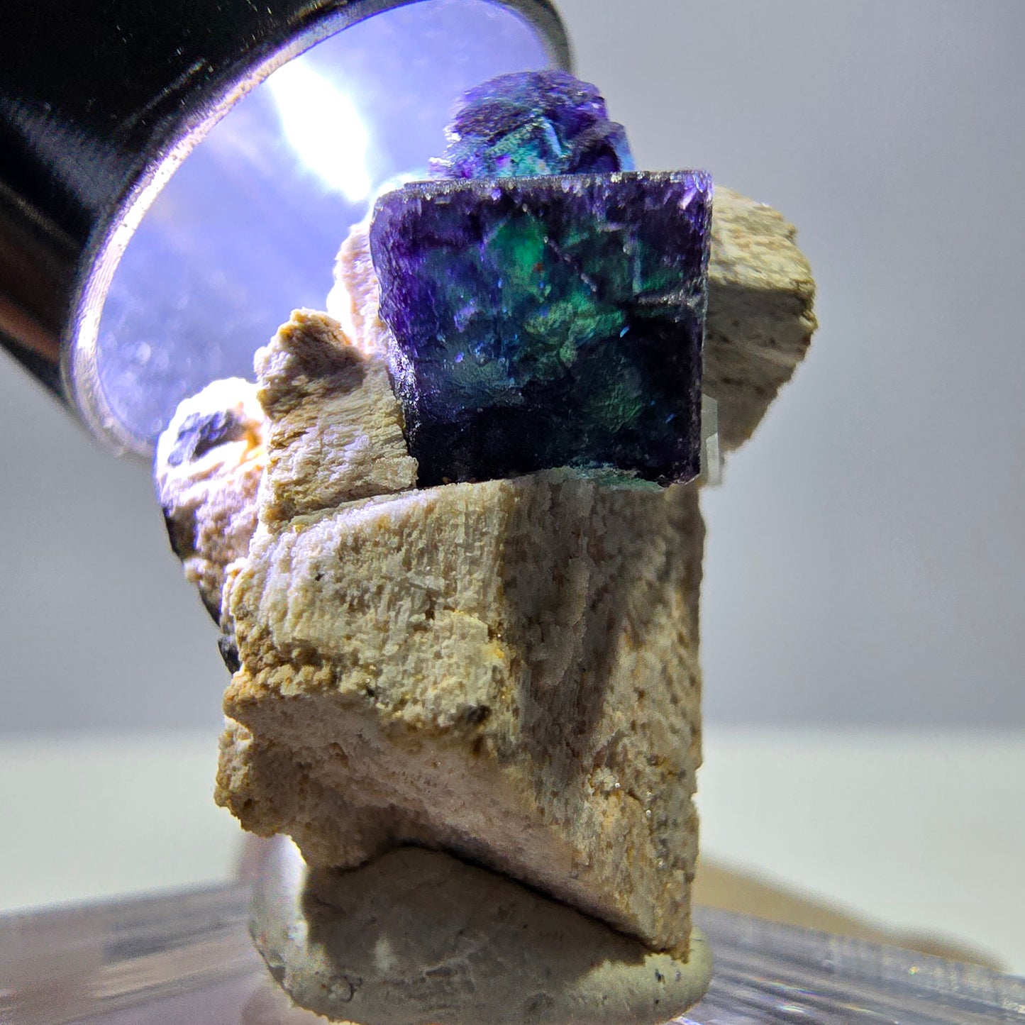 Cube de fluorite fantôme, zonal, spécimen d'orthose, Erongo, Namibie, 24 x 20 x 14 mm 
