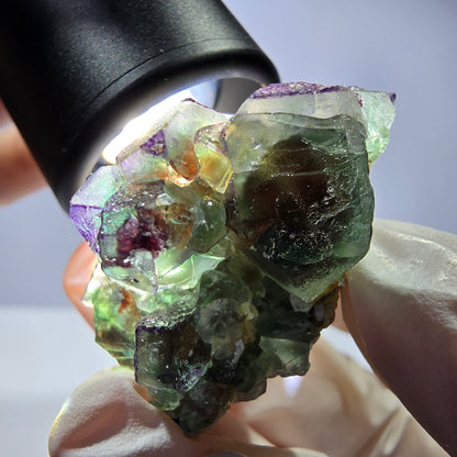 Cube de fluorite fantôme, zonal, muscovite, spécimen de tourmaline Schorl, Erongo, Namibie, 42 x 35 x 23 mm 
