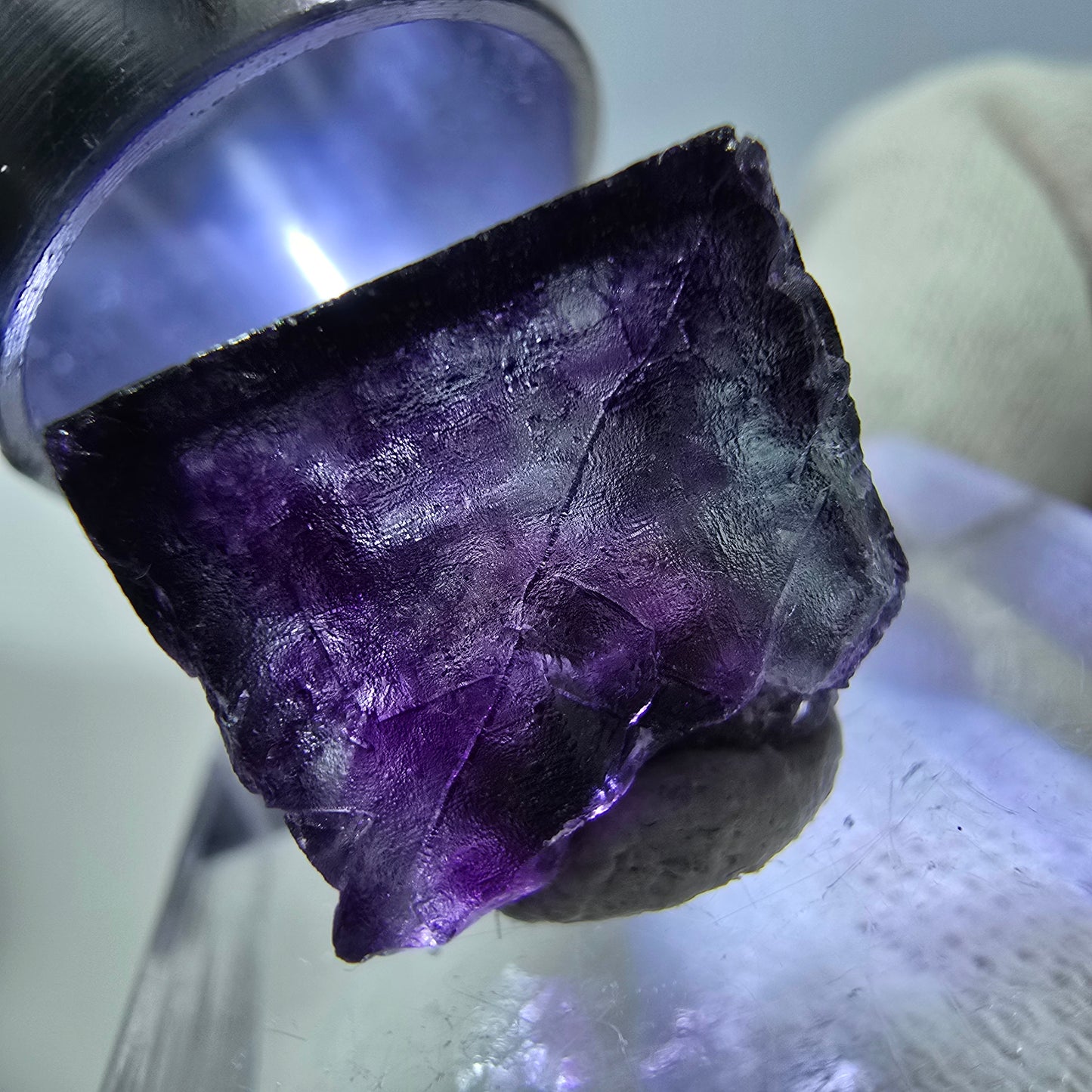 Rare cube de fluorite fantôme zonal, vert violet Okorusu, Namibie 18*17*12mm 
