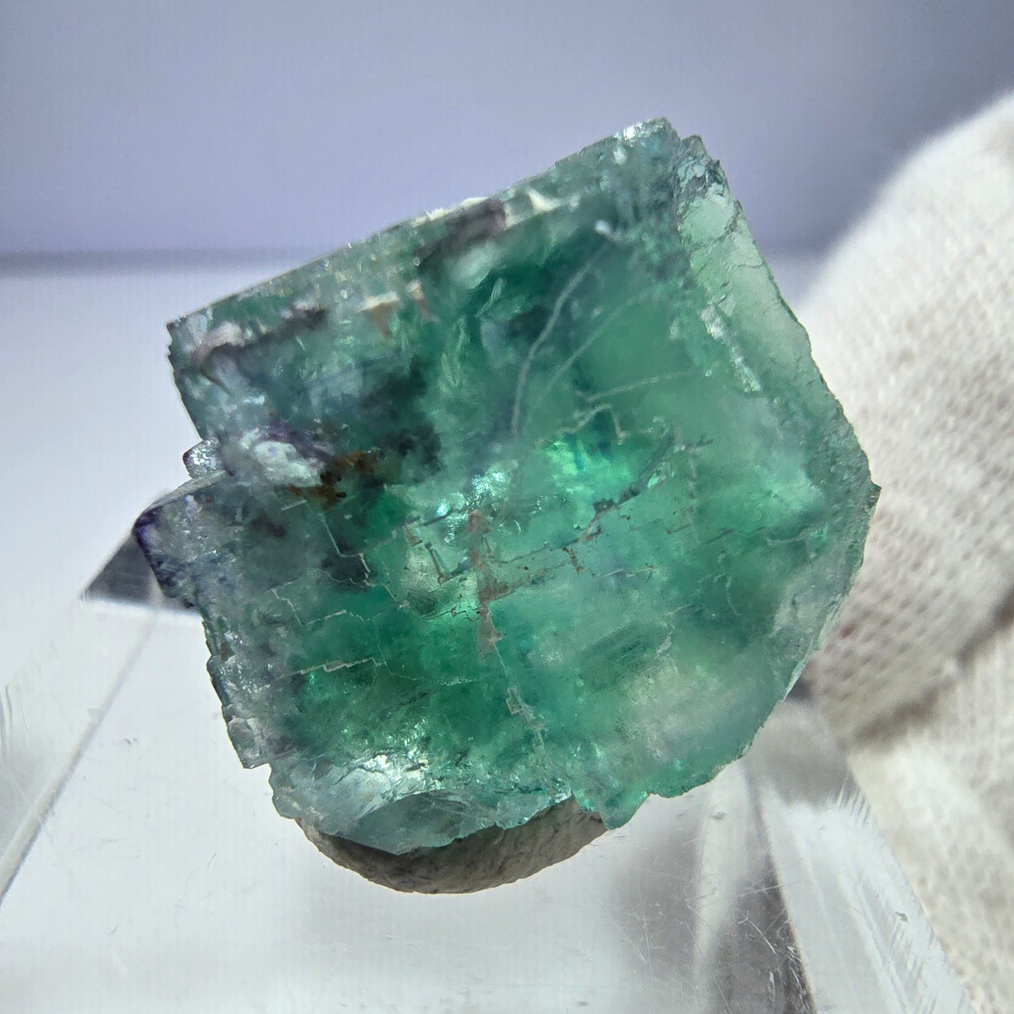 Seltener Phantom Fluorit Würfel, grün parkettiert Okorusu, Namibia 19*17*14mm