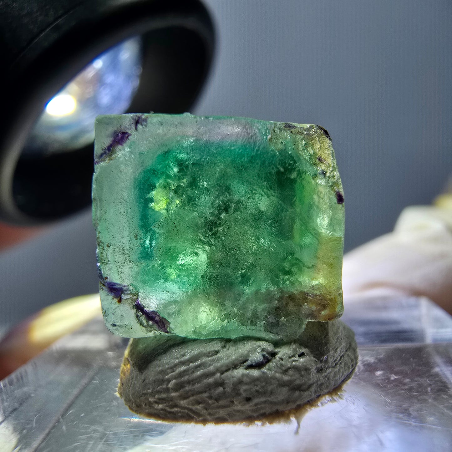 Phantom Fluorit Würfel parkettiert, grün lila Okorusu, Namibia 12*12*12mm