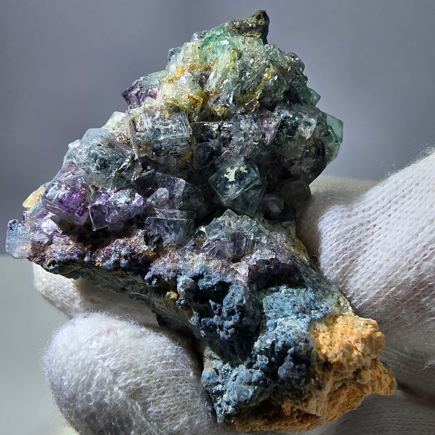 Cube de fluorite fantôme zonal, spécimen d'orthose, Erongo, Namibie, 61 x 50 x 32 mm 