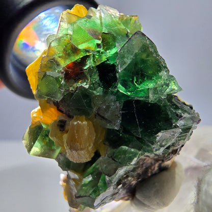 Cube de fluorite fantôme, spécimen de tourmaline scholle muscovite, Erongo, Namibie, 40 x 28 x 21 mm 