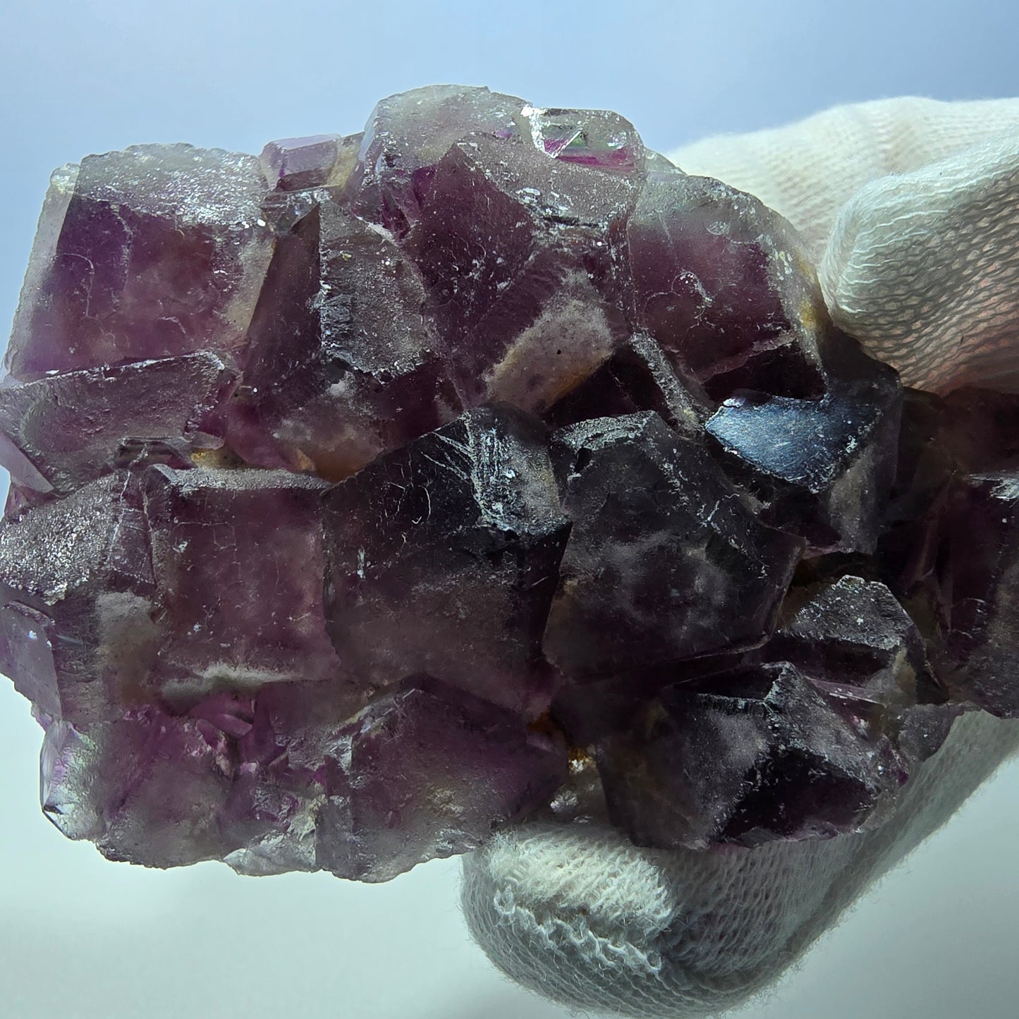 Phantom Fluorit Würfel Stufe, parkettiert pink gelb Okorusu, Namibia 86*53*21mm