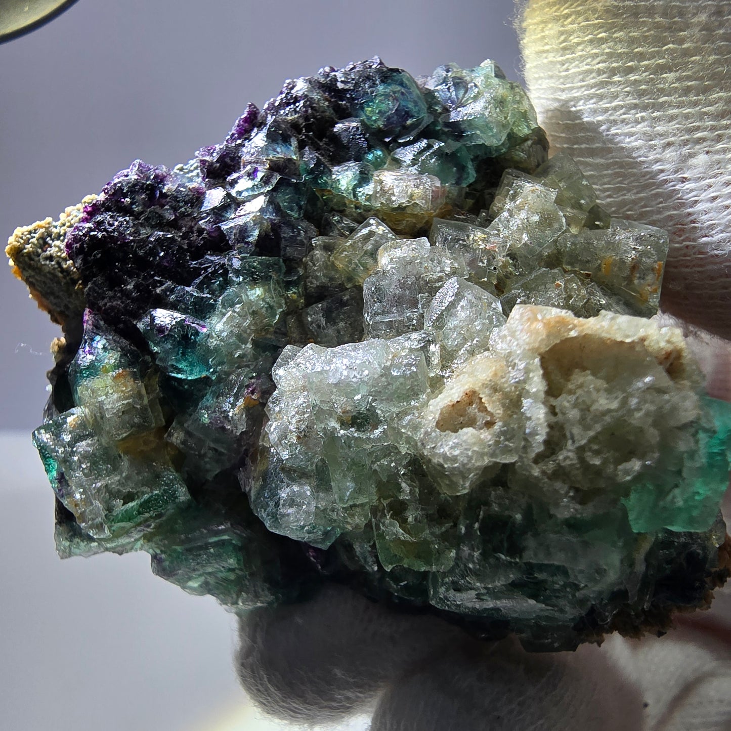 Cube de fluorite fantôme zonal, spécimen d'orthose, Erongo, Namibie, 62 x 45 x 30 mm 