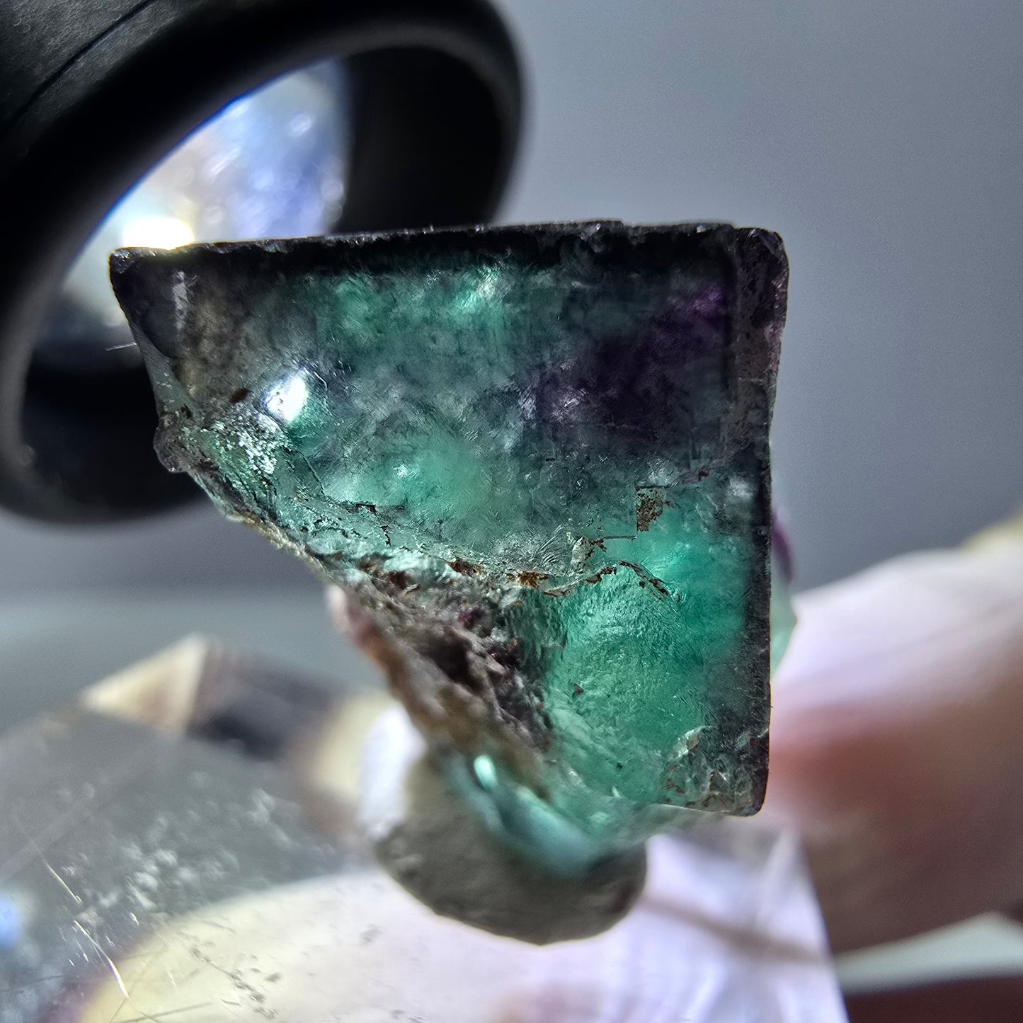 Phantom Fluorit Würfel Stufe, parkettiert grün lila Okorusu, Namibia 21*20*17mm