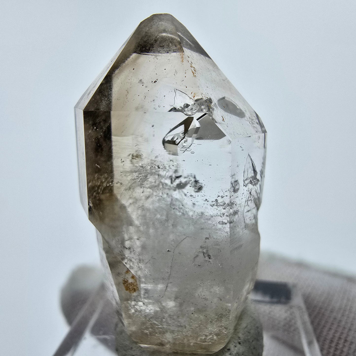 Enhydro Phantom Rauchquarz Zepter Spitze 2x Blase Goboboseb, Namibia 35*18*10mm