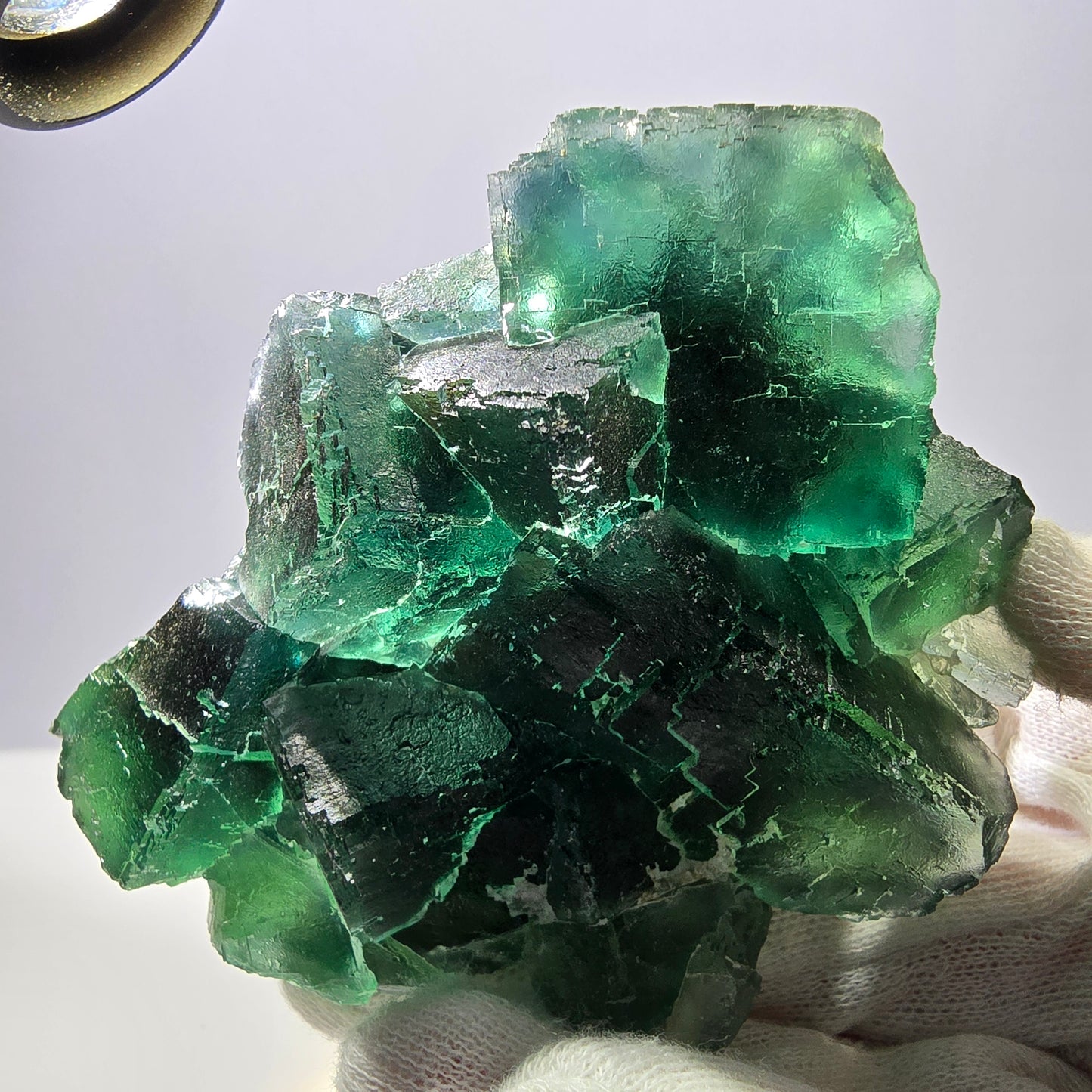Grand cube de fluorite fantôme étagé, vert Okorusu, Namibie 96 x 73 x 34 mm 