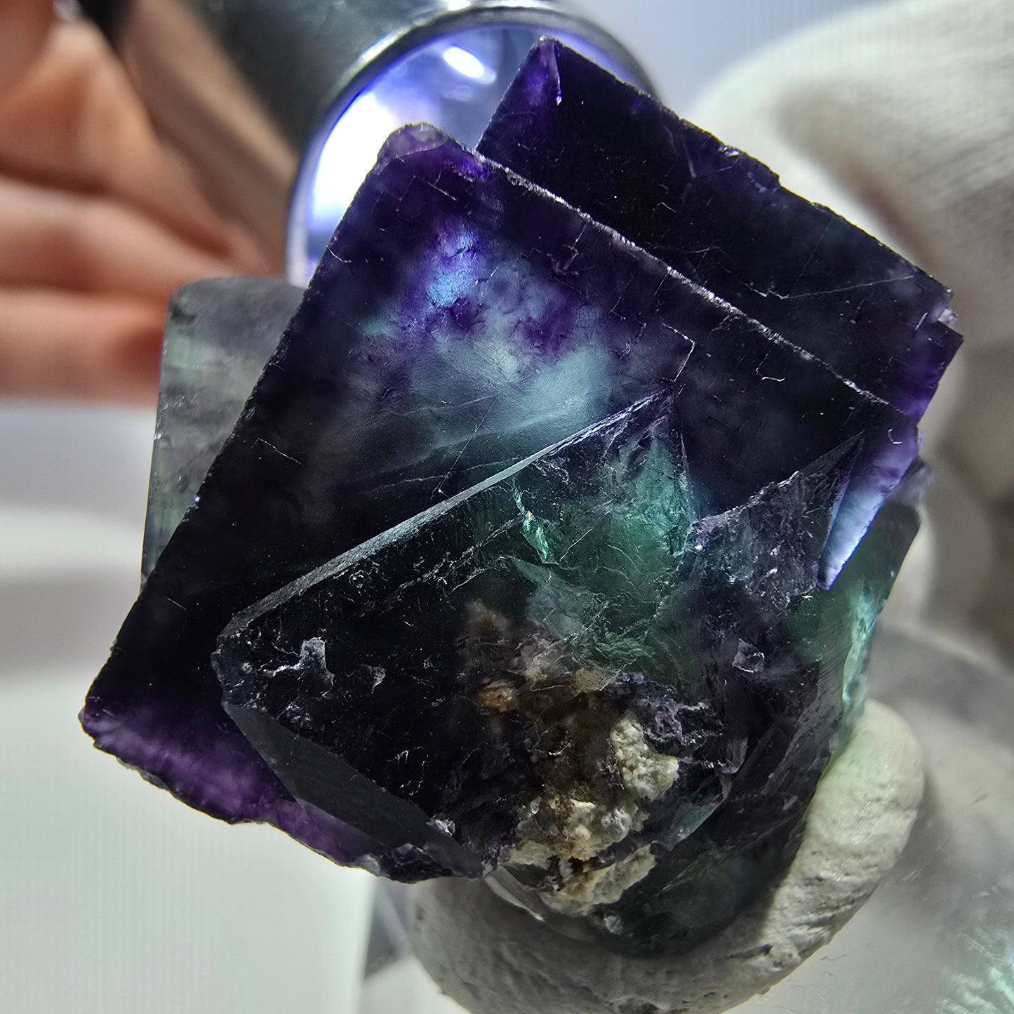 Clear Phantom Fluorite Cube Specimen zonal green purple Okorusu, Namibia 29*22*23mm