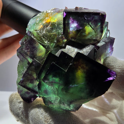 Phantom Fluorit Würfel Stufe parkettiert zonal Okorusu Namibia 63*51*30mm