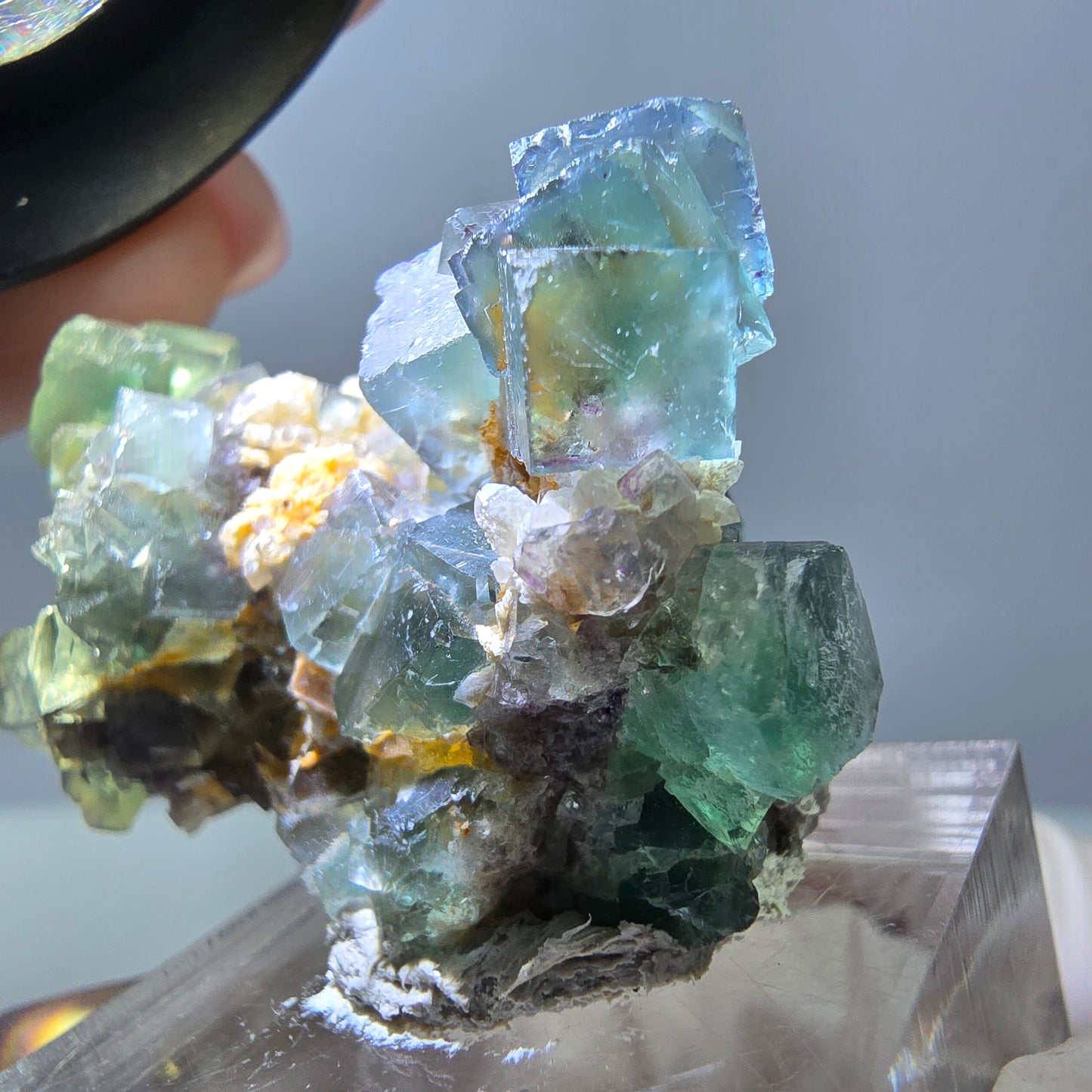 Phantom Fluorit Würfel, Quarz Stufe, grün Okorusu, Namibia 37*30*27mm