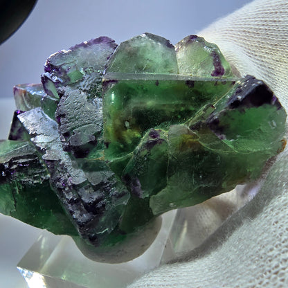 Seltene Phantom Fluorit Würfel Stufe zonal grün lila Okorusu, Namibia 61*41*27mm