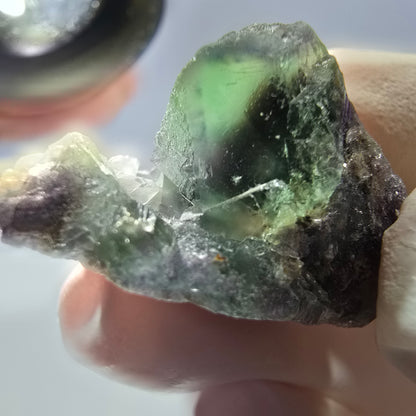 Rare cube de fluorite fantôme, spécimen de quartz vert Okorusu, Namibie, 29 x 24 x 19 mm 