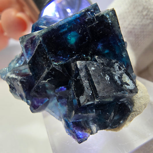 Spécimen de cube de fluorite fantôme, zonal - Nouvelle découverte ! Okorusu, Namibie 32*27*17mm
