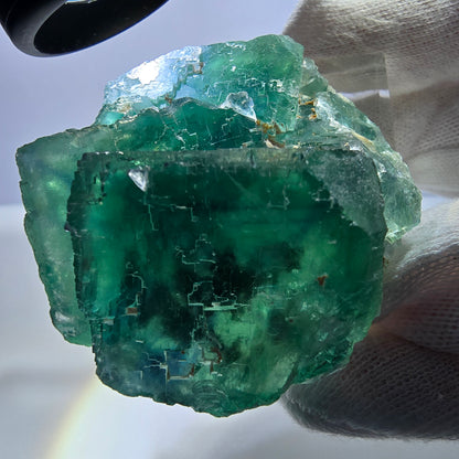 Spécimen de cube de fluorite fantôme, parqueté vert violet Okorusu, Namibie 59*51*27 mm 