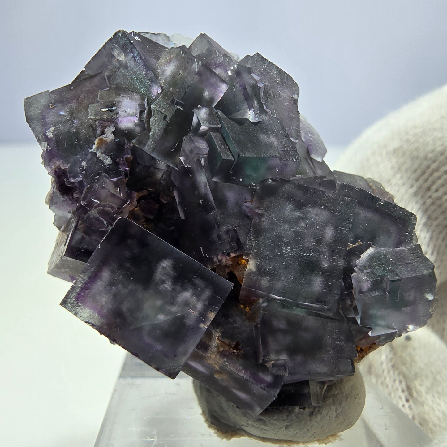 Clear Phantom Fluorite Cube Specimen zonal green purple Okorusu, Namibia 42*32*33mm 