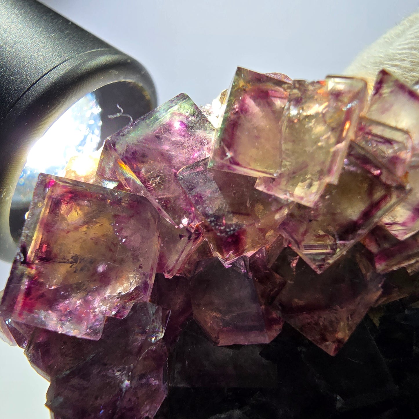 Seltene Phantom Fluorit Würfel Stufe, lila grün Okorusu Namibia 72*50*27mm