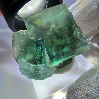Clear Phantom Fluorite Cube Specimen, green turquoise Okorusu, Namibia 32*25*19mm 