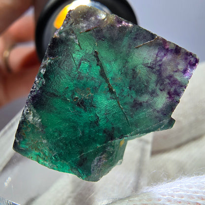 Seltener Phantom Fluorit Würfel, zonal grün lila Okorusu, Namibia 21*19*19mm